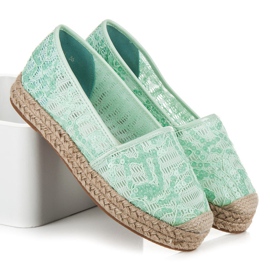 Vices Krajkové espadrilky s flitry zelená 1