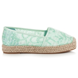 Vices Krajkové espadrilky s flitry zelená 2