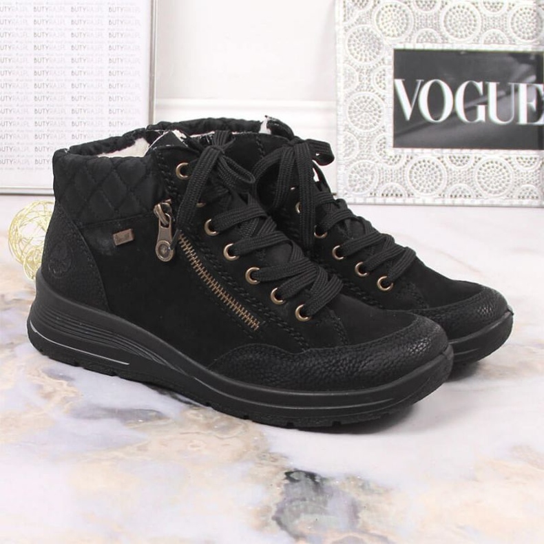 Voděodolné kožené zateplené boty Rieker W RKR567 černá 2