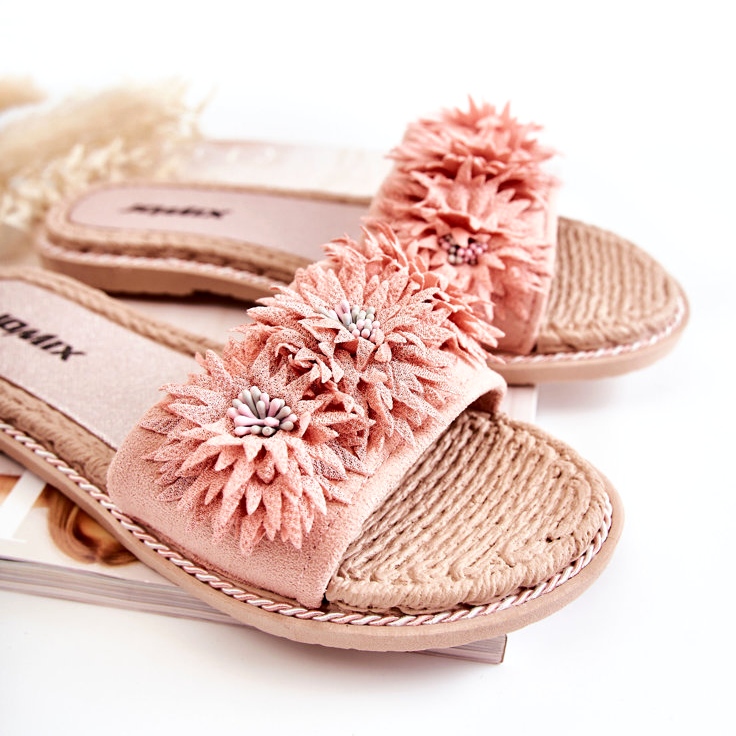 WJ1 Dámské pantofle s látkovými květy růžová Susana růžový 1 WJ1 Dámské pantofle s látkovými květy růžová Susana růžový 1