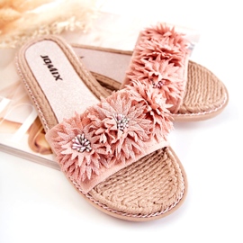 WJ1 Dámské pantofle s látkovými květy růžová Susana růžový 3 WJ1 Dámské pantofle s látkovými květy růžová Susana růžový 3