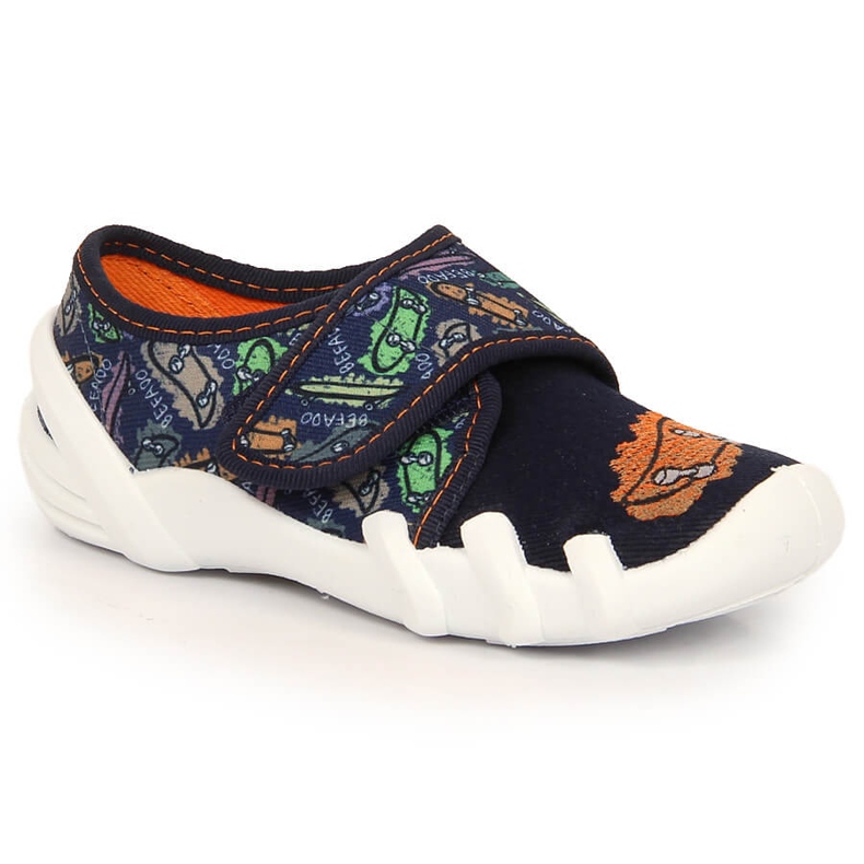 Chlapecké domácí pantofle se suchým zipem tmavě modrá Befado 273Y345 granát 2