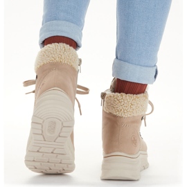 Voděodolné béžové teplé dámské sněhule Rieker 48034-20 béžový 2