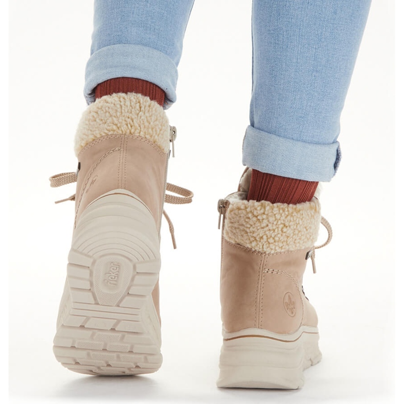 Voděodolné béžové teplé dámské sněhule Rieker 48034-20 béžový 2