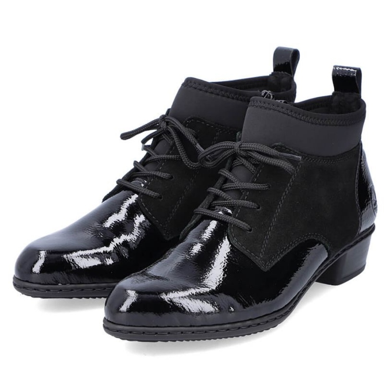 Kožené lakované zateplené holínky Rieker W RKR573 černá 1