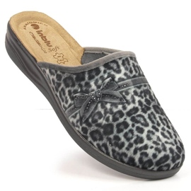 Pohodlné pantofle Inblu W ARC23 s leopardím vzorem šedá 1