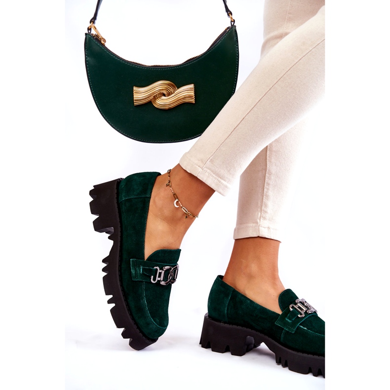 Dámské semišové boty s dekorací Laura Messi 2489 Green zelená 2