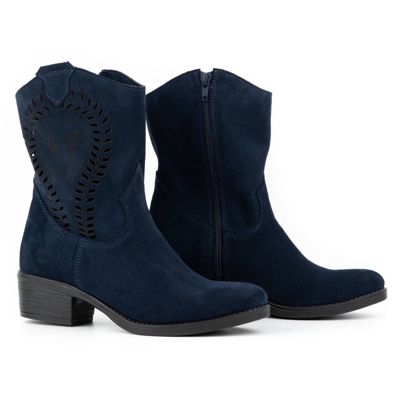 Olivier Dámské prolamované vysoké podpatky Angela tmavě modré kozačky modrý 2 Olivier Dámské prolamované vysoké podpatky Angela tmavě modré kozačky modrý 2