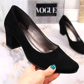 Dámské černé semišové lodičky na sloupku Azali 1470 černá 1