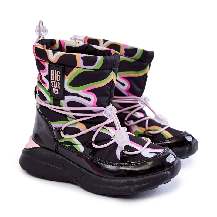 Dětské sněhule W Print Big Star KK374099 Černo-růžová černý 4