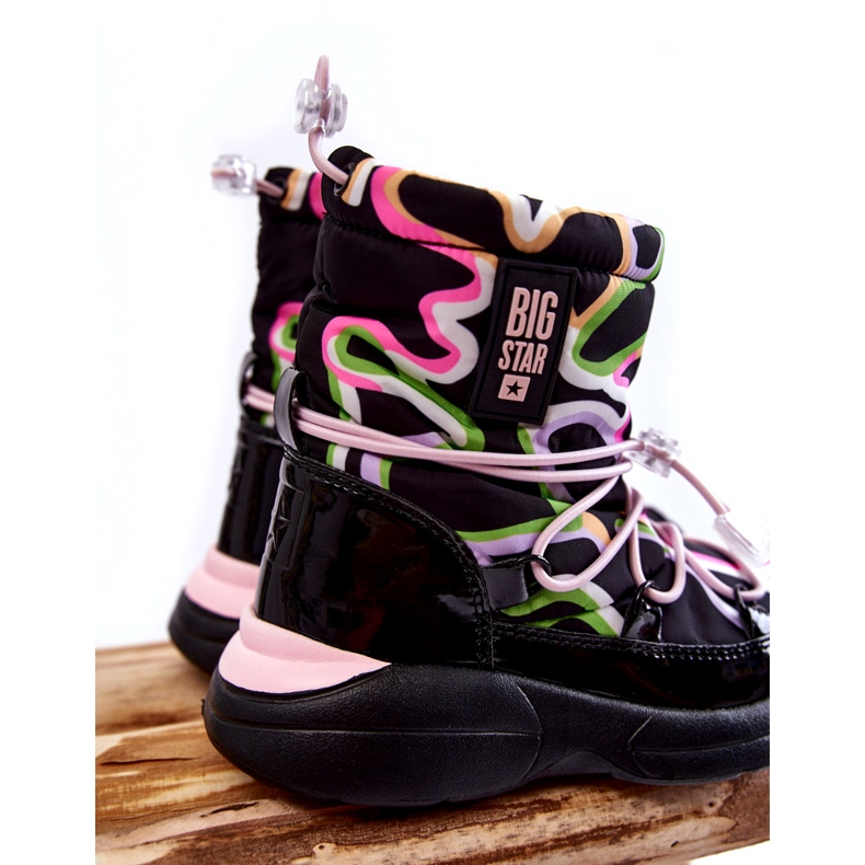 Dětské sněhule W Print Big Star KK374099 Černo-růžová černý 3