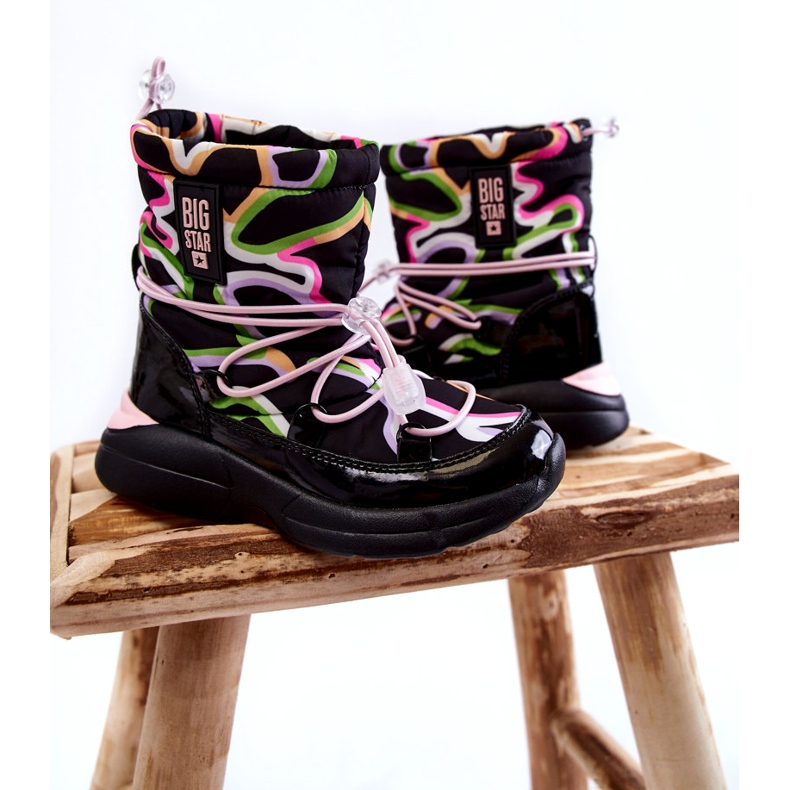 Dětské sněhule W Print Big Star KK374099 Černo-růžová černý 2