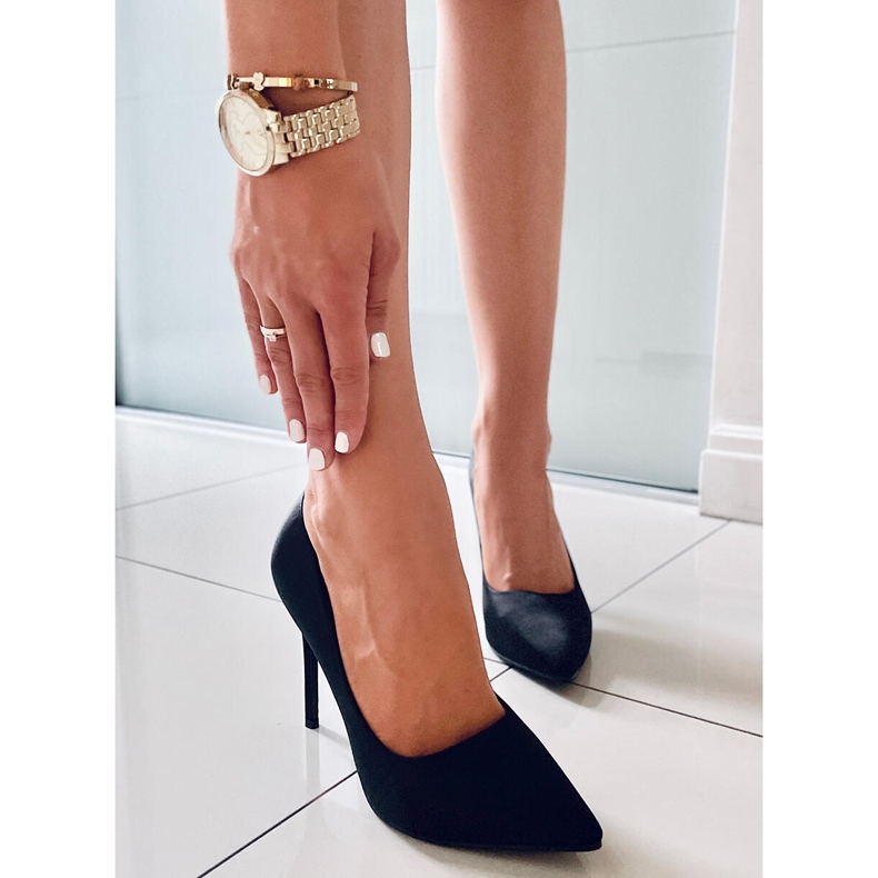 PA1 Dámské saténové vysoké podpatky Talia Black černá 2