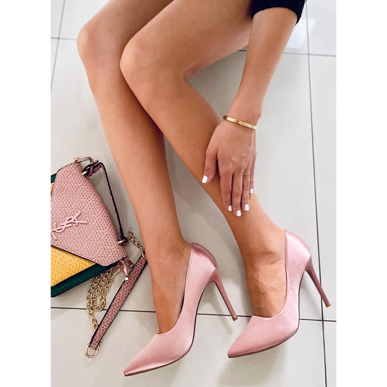 PA1 Dámské saténové lodičky Talia Champagne růžový 2