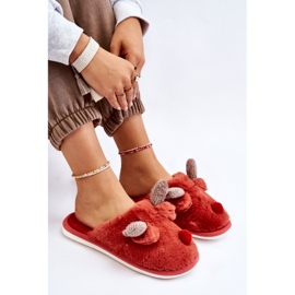 PA1 Dámské pantofle s kožešinou a soby červené Sopya 4