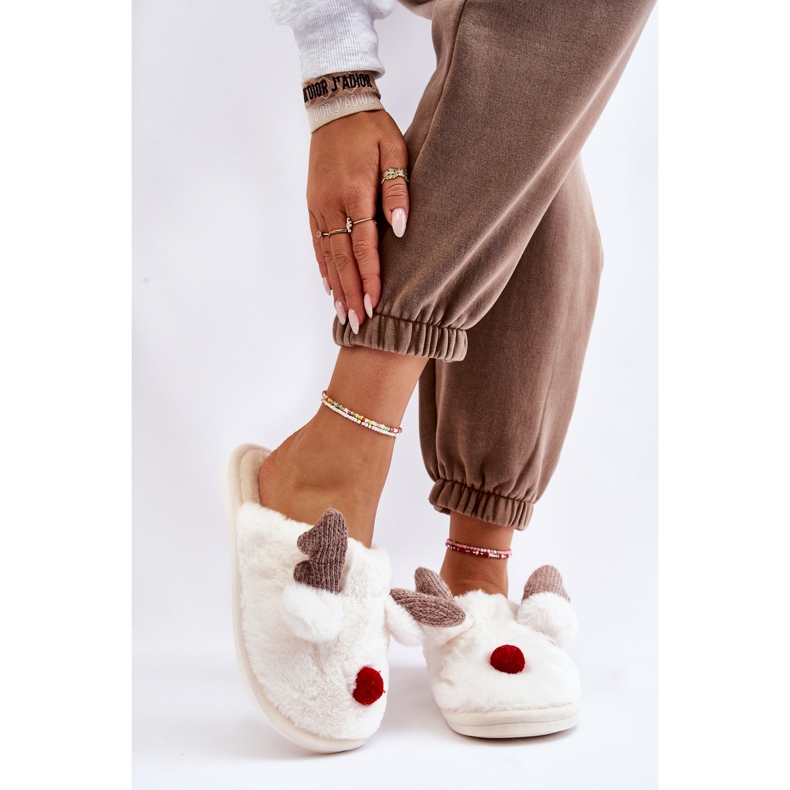 PA1 Dámské pantofle s kožešinou a sobím krémem Sopya ecru 1