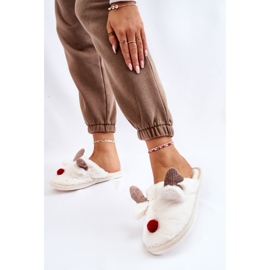 PA1 Dámské pantofle s kožešinou a sobím krémem Sopya ecru 2