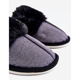 BM Pánské teplé pantofle Black Marcus černá šedá 2
