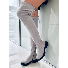 BM Dámské vysoké kozačky na stehna Adlon šedá 2 BM Dámské vysoké kozačky na stehna Adlon šedá 2