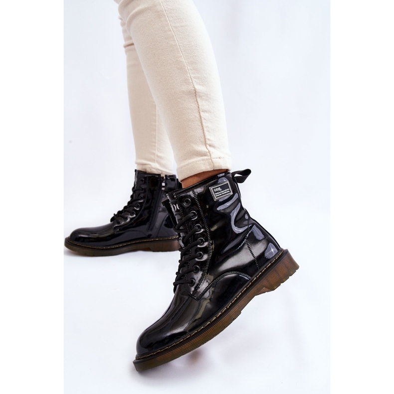 Dámské lakované zateplené boty GOE II2N4050 Black černý 2
