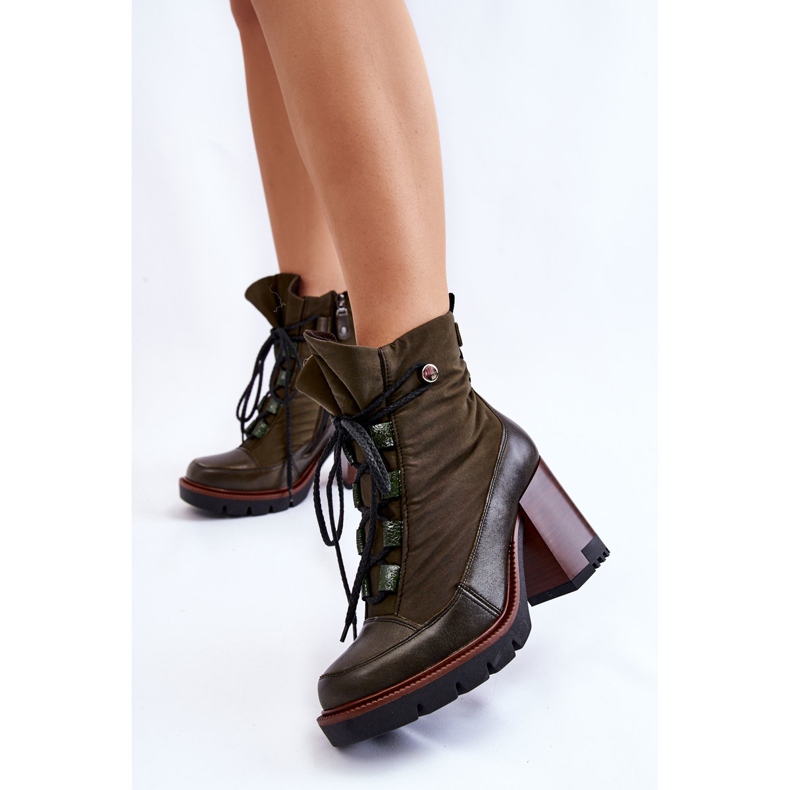 Módní kozačky na vysokém podpatku Maciejka 05777-09 Zelená 2