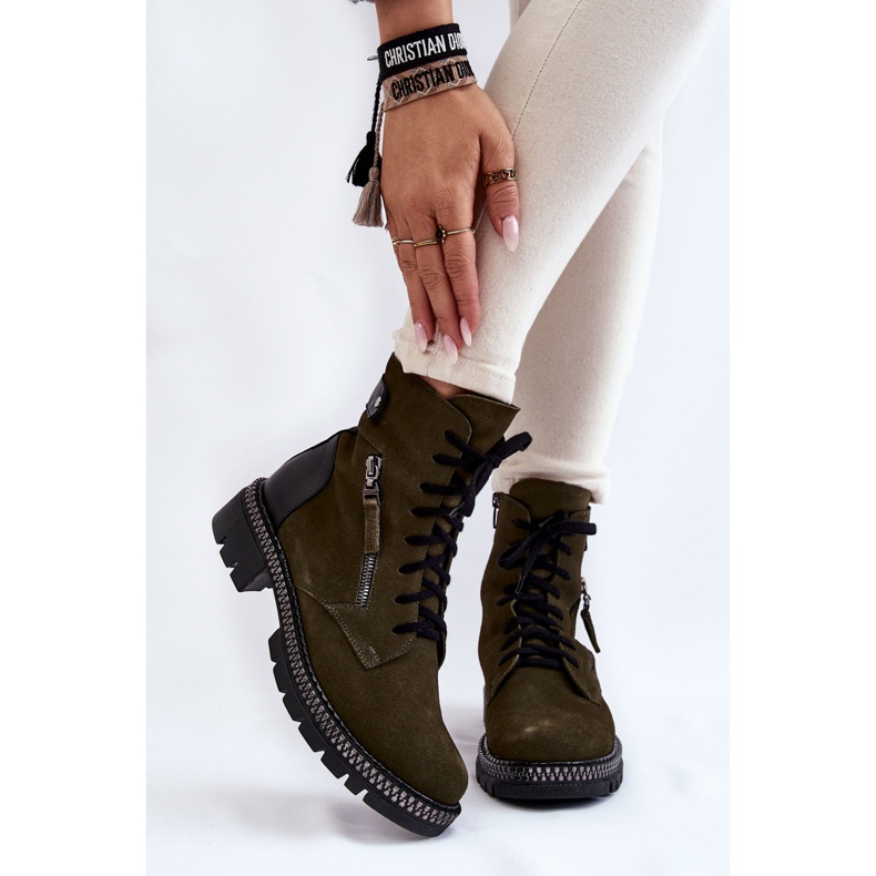 Semišové zateplené boty Laura Messi 2508 Green zelená 1