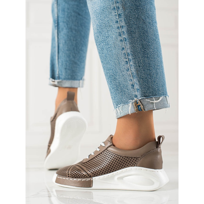 ARTIKER Lehké kožené tenisky hnědý 1