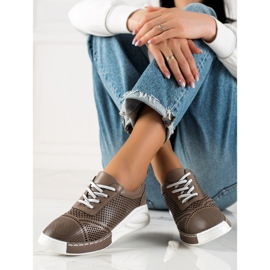 ARTIKER Lehké kožené tenisky hnědý 2