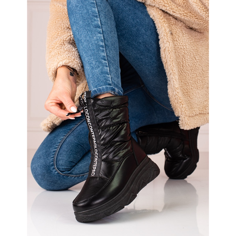 W. Potocki Černé dámské sněhule na platformě Potocki černá 2