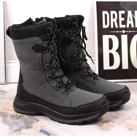 DK 2105 šedé nepromokavé sněhule na šněrování a zip šedá 2