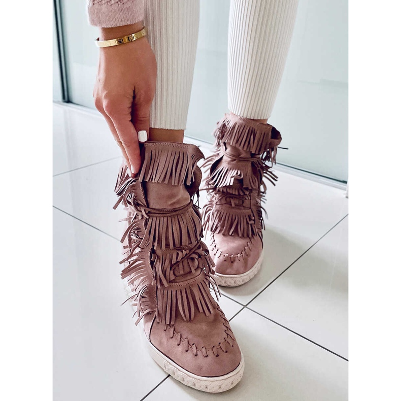 BM Peggy Pink semišové tenisky s třásněmi růžový 2