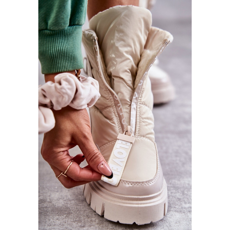 PM1 Dámské béžové teplé sněhule se zipem Marit béžový 3