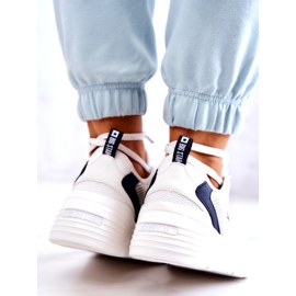 Módní tenisky Sportovní obuv Big Star JJ274596 Bílá bílý námořnická modrá 3