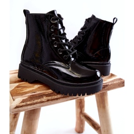 Vinceza Dětské kozačky lakované se zipem Black Julie černá 3