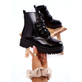 Vinceza Dětské kozačky lakované se zipem Black Julie černá 2