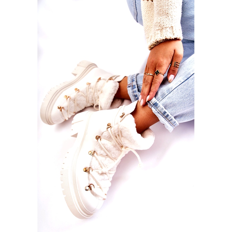 PS1 Eko-kůže teplé boty Trappers White Arisa bílý 4