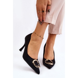 PS1 Elegantní vysoké podpatky s módní černou drahocennou dekorací černá 1