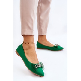 PS1 Dámské špičaté baleríny s ozdobnou mašlí Zelená svítící 2 PS1 Dámské špičaté baleríny s ozdobnou mašlí Zelená svítící 2