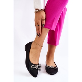 PS1 Dámské špičaté baleríny s ozdobnou mašlí černá svítící 1