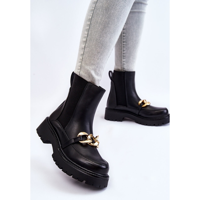 PG1 Dámské zateplené kozačky s přední ozdobou Černá Tilda 2