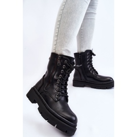 PG1 Dámské kožené šněrovací boty Trapper Black Shanna černý 2