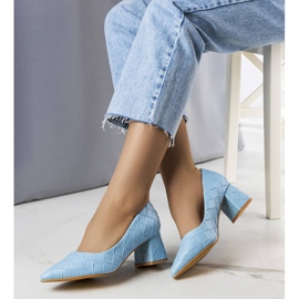 BM Modré lodičky na podpatku od Migne modrý 1 BM Modré lodičky na podpatku od Migne modrý 1