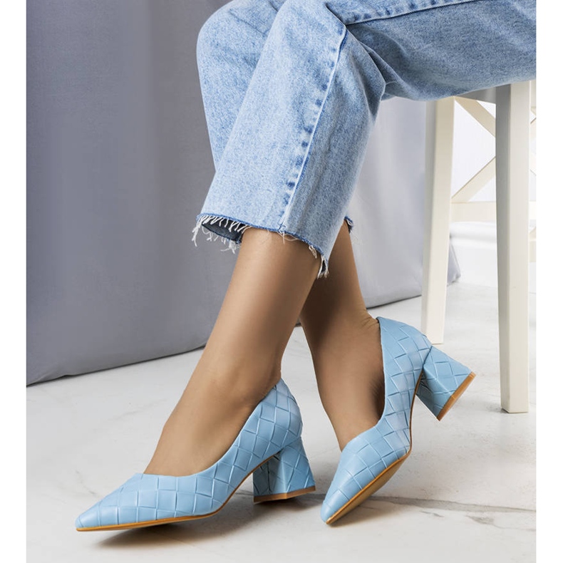 BM Modré lodičky na podpatku od Migne modrý 1 BM Modré lodičky na podpatku od Migne modrý 1