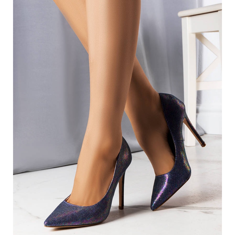 Fialové čerpadly lesklé vysoké podpatky fialový 1