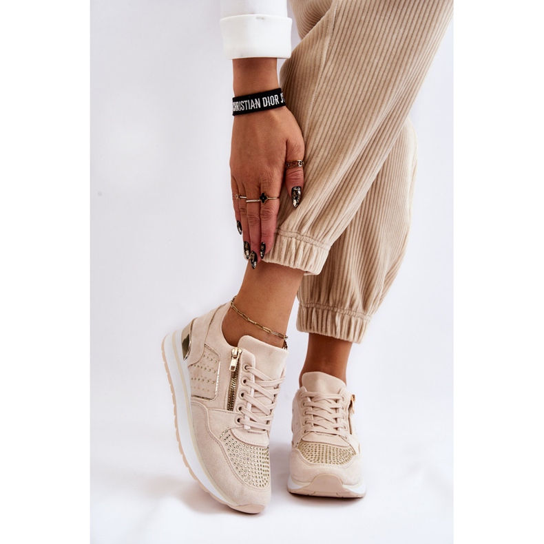 PG1 Dámská sportovní obuv s ozdobným zipem krémová Adrea vícebarevný 1