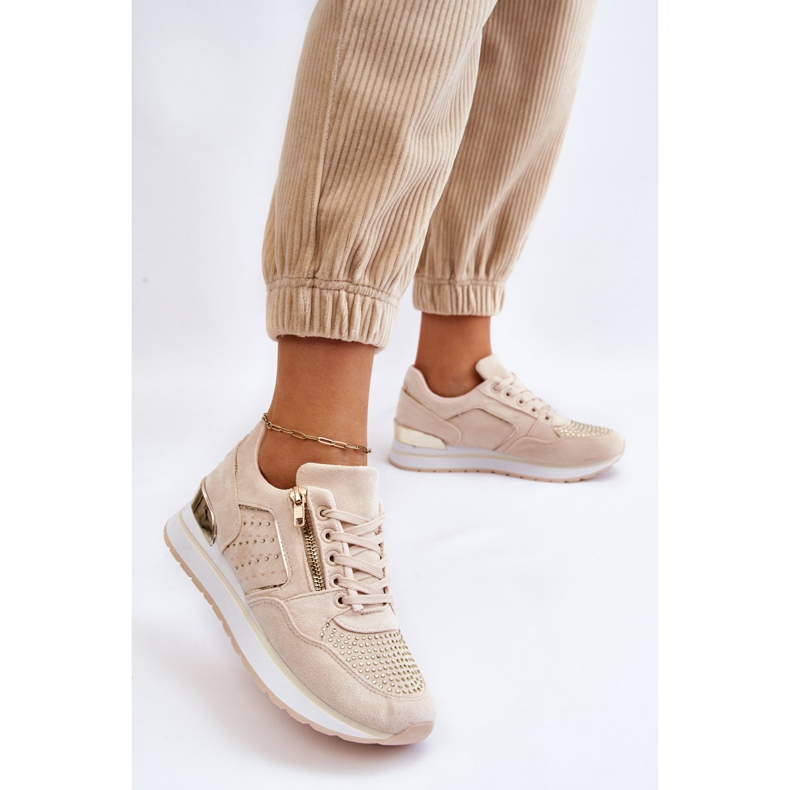 PG1 Dámská sportovní obuv s ozdobným zipem krémová Adrea vícebarevný 2