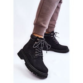 PG1 Dámské zateplené boty Černé šněrovací boty Trapper černá 2