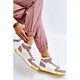 BM Vysoké dámské sportovní boty Tenisky bílé a béžové Rumour béžový bílý 2 BM Vysoké dámské sportovní boty Tenisky bílé a béžové Rumour béžový bílý 2