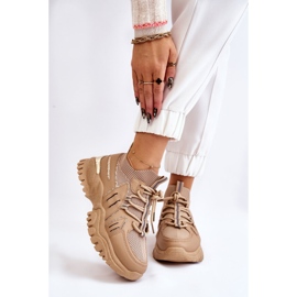BM Dámské ponožkové nazouvací sportovní boty Béžová Berna hnědý 1