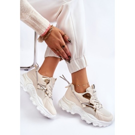 PA1 Dámská sportovní obuv Šněrovací na platformě Béžová Minea béžový 1